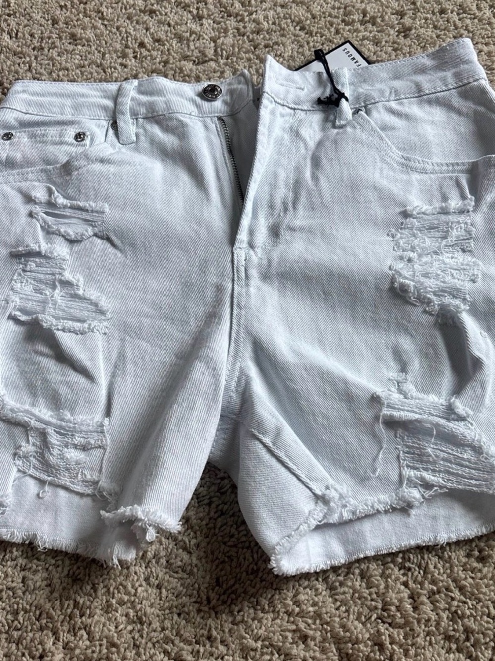 Almost Famous White Ripped Denim Shorts